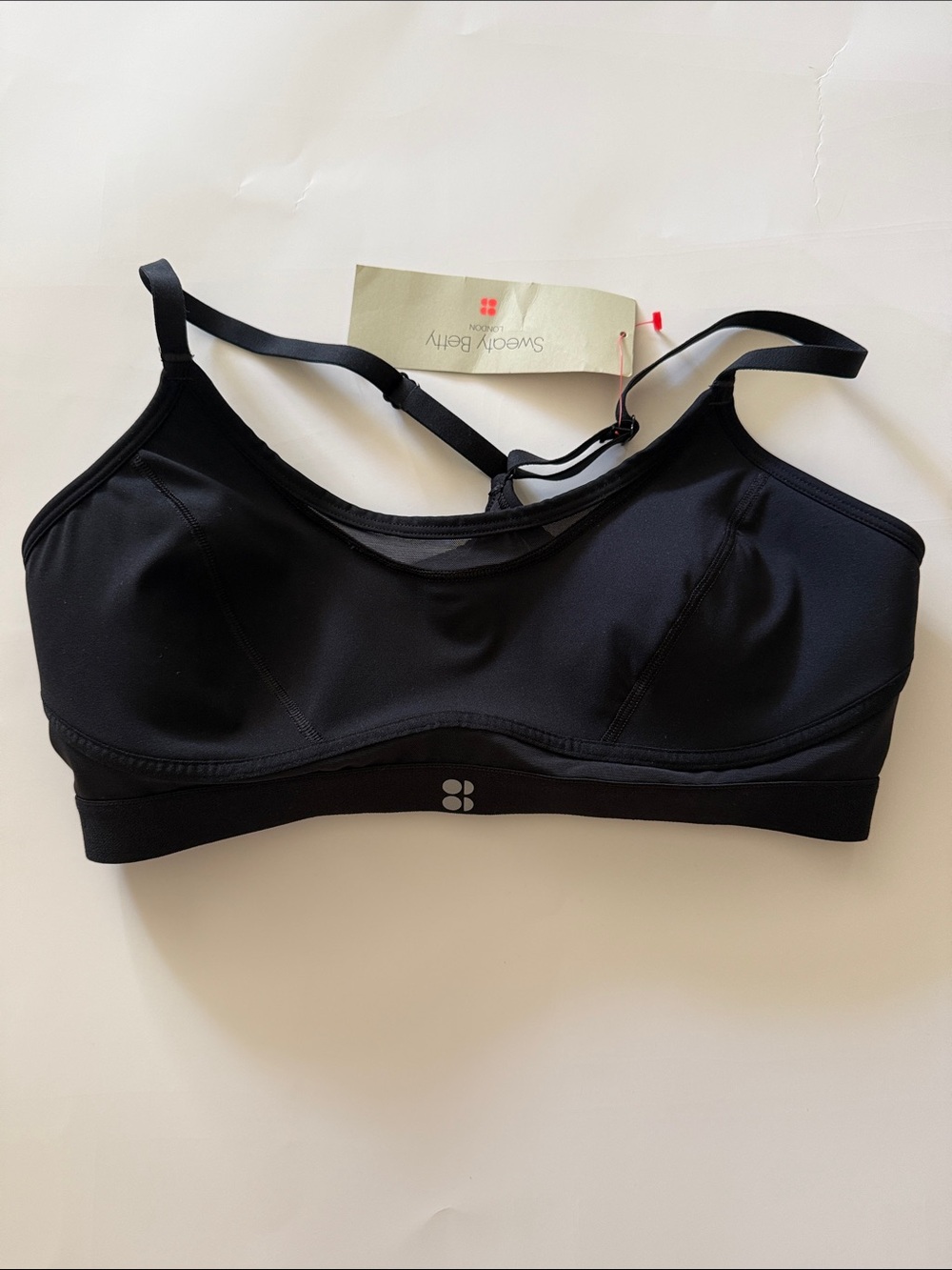 Sweaty Betty sz M NWT Power Icon Studio Bra Black Seamless Support Sports Bra